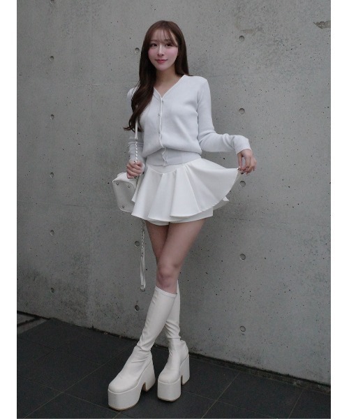 Darich 美シルエットミニスカート ホワイト freesize Darich（ダーリッチ） スカート 美シルエットフレアミニスカート