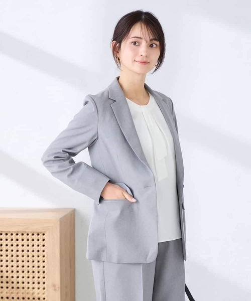 ジャケット テーラードジャケット 「洗える/UVカット」リネンライクストレッチテーラードジャケット レディースの画像