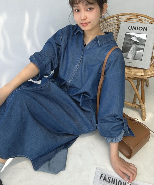 ■as know as dewanアズノゥアズデワン シャツとワンピース7000 AS KNOW AS（アズノゥアズ） ワンピース 後レースアップリボン前開き