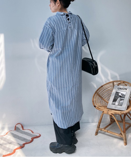 ■as know as dewanアズノゥアズデワン シャツとワンピース7000 AS KNOW AS（アズノゥアズ） ワンピース 後レースアップリボン前開き