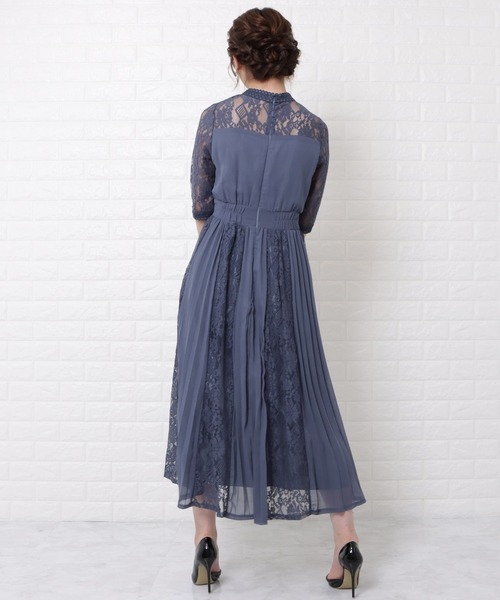 「Lace Ladies」 半袖ワンピース S ブルーグレー レディース_画像3