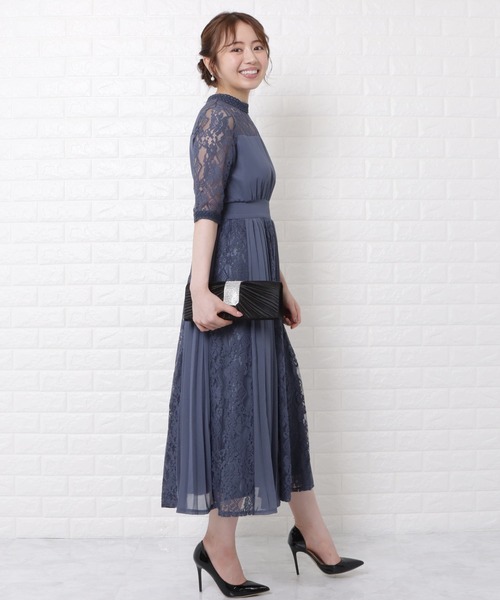 「Lace Ladies」 半袖ワンピース S ブルーグレー レディース_画像4