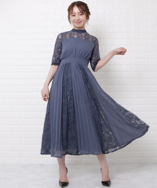 「Lace Ladies」 半袖ワンピース S ブルーグレー レディース_画像5