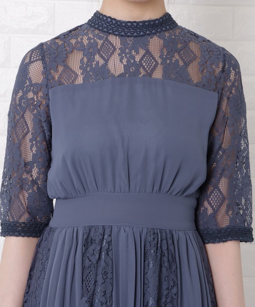 「Lace Ladies」 半袖ワンピース S ブルーグレー レディース_画像7