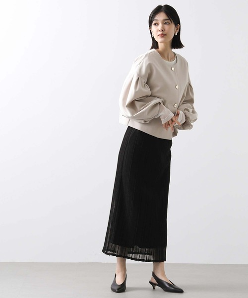 「Gready Brilliant」 「favori」ノーカラージャケット FREE ネイビー レディース_画像5