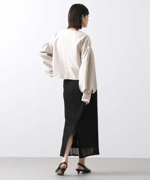 「Gready Brilliant」 「favori」ノーカラージャケット FREE ネイビー レディース_画像6