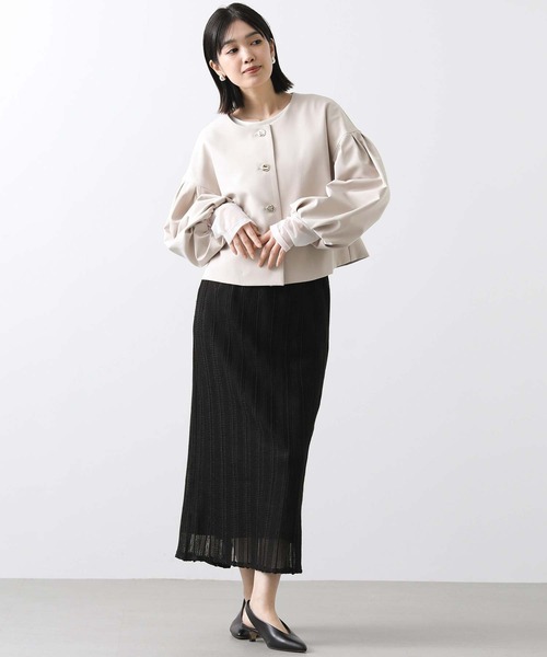 「Gready Brilliant」 「favori」ノーカラージャケット FREE ネイビー レディース_画像7