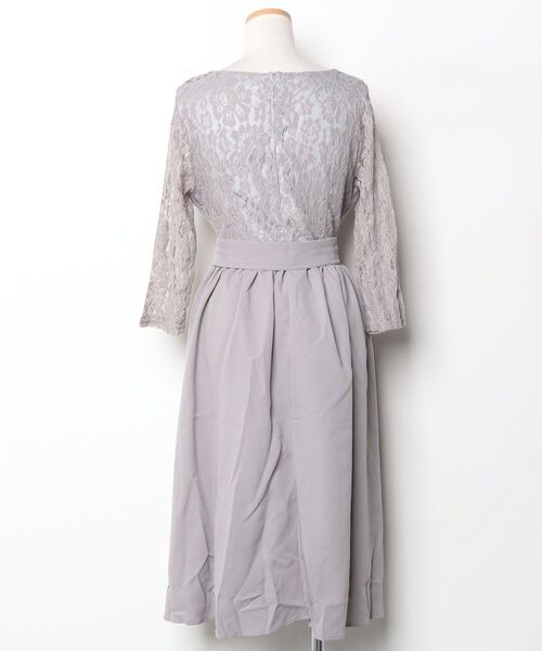 「Lace Ladies」 長袖ワンピース XX-LARGE グレー レディース_画像2