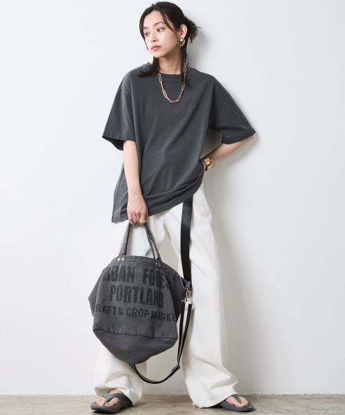 「CHIC STYLE」 半袖Tシャツ 5L チャコール レディース_画像7