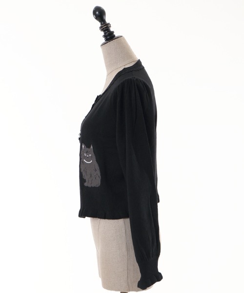 【axes femme kawaii】 猫会 カーディガン ブラック 新品 axes femme（アクシーズ ファム） カーディガン 猫会ニットカーデ
