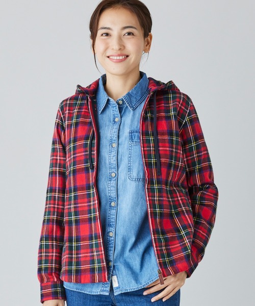 Hiroking★L.L.Beanフード付きフランネルパーカーシャツ★ L.L.Bean（エルエルビーン） パーカー スコッチ・プラッド・フランネル