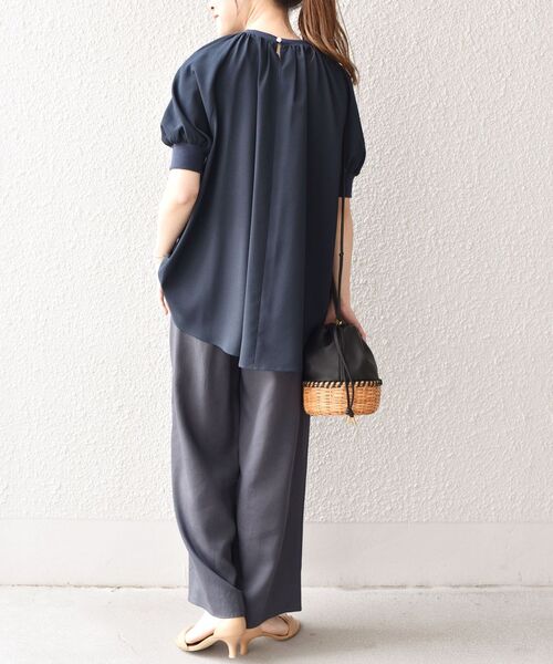 一度使用　Ellie ジョーゼットハーフスリーブ　ネイビー　NAVY EDWIN ONLINE MALL｜Lee 【直営店・EC別注】ボクシーハーフ
