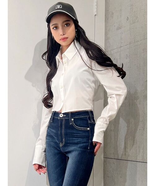 ゆっこ612　デザインワークス　D'agilitaバックリボンシャツ GYDA シャツ ブラウス バックリボンショートシャツ : ZOZOTOWN