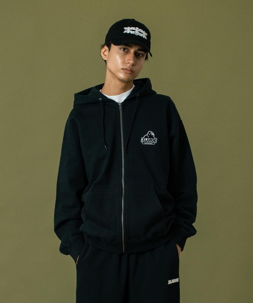 XLARGE ジップパーカー Lサイズ 黒 XLARGE パーカー STANDARD LOGO ZIP HOODED SWEATSHIRT メンズ
