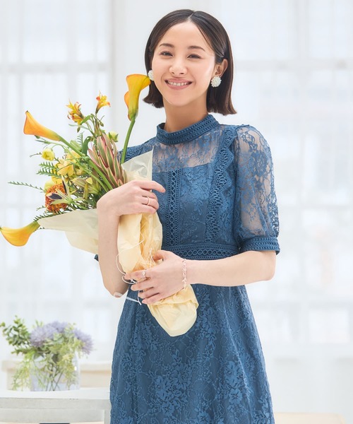 ドレス ワンピース ドレス レース タイト 結婚式 5分袖