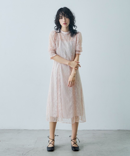 niana 総レースバックリボンドレス　年内の購入で即日発送　ヒールとおまとめ可 niana ドレス 総レース バックリボン パーティードレス 同窓会