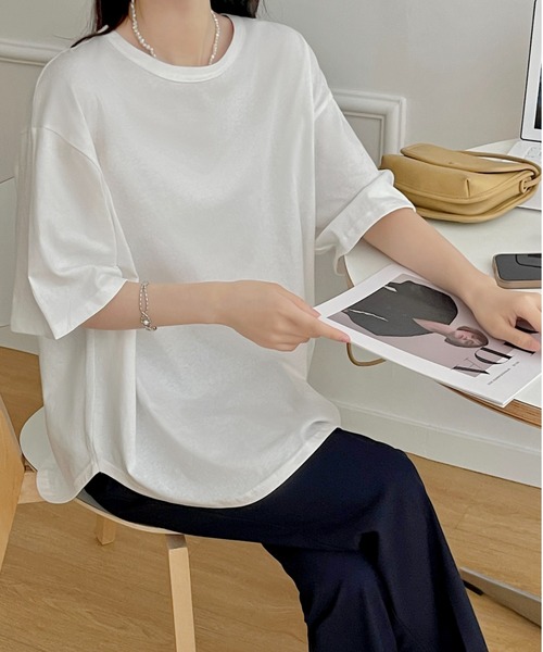 COO+i tシャツ 半袖サイドスリットカットソー レディース
