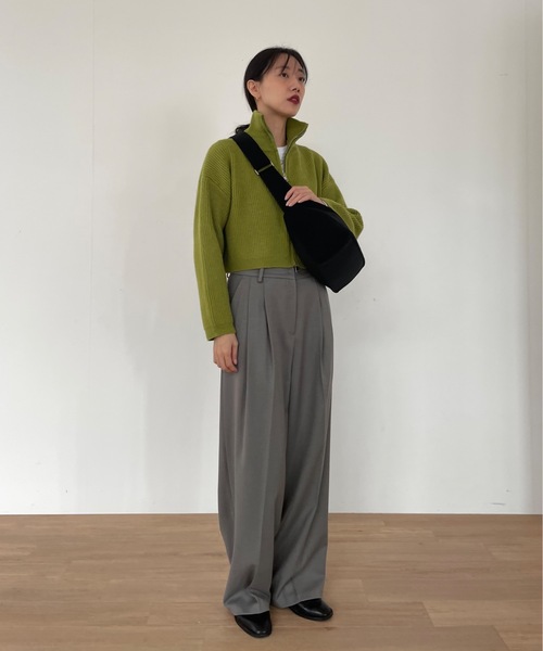 Didot.showroom カーディガン ダブルジップ リブニット カーディガン