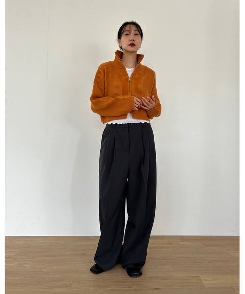 Didot.showroom カーディガン ダブルジップ リブニット カーディガン