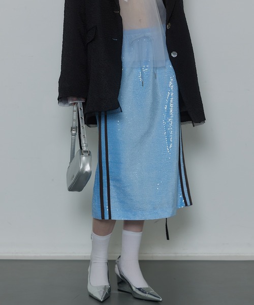 スカート Sequins Side Line Track Skirt/スパンコールサイドライン  