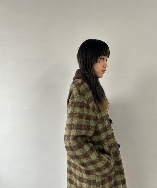 新品Fano Studiosブロックチェック ダッフルコート　Lサイズ ボアカラー ブロックチェック ダッフルコート FD23W301【Fano