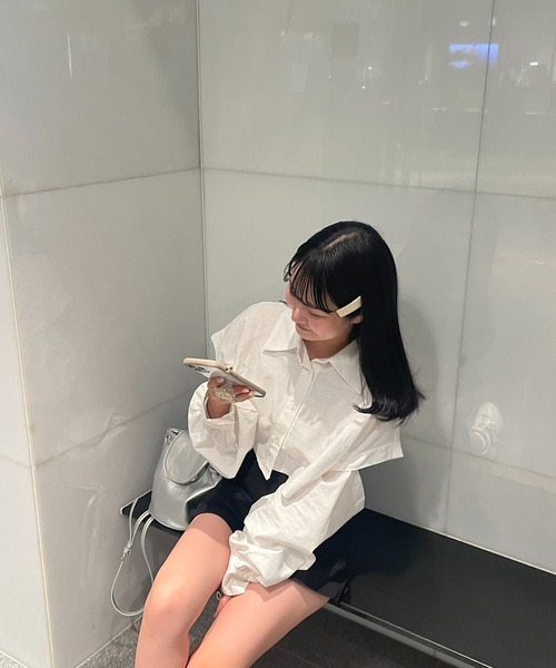 ブラウス シャツ クロップド丈袖たぽシャツ「RL」 レディース RiLi ブラウス シャツ クロップド丈袖たぽシャツ「RL