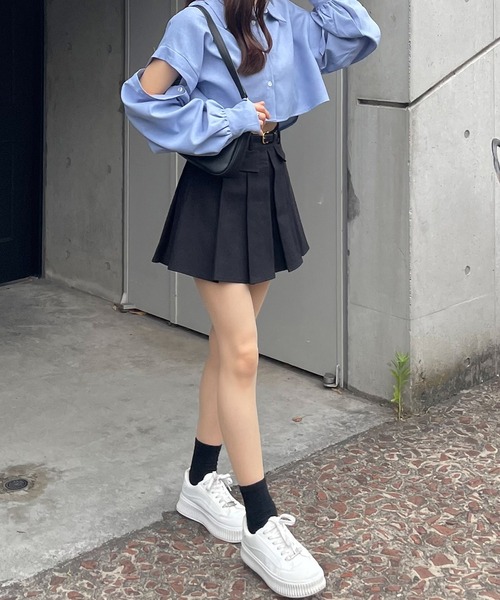 ブラウス シャツ クロップド丈袖たぽシャツ「RL」 レディース RiLi ブラウス シャツ クロップド丈袖たぽシャツ「RL