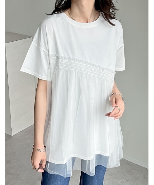 Re:EDIT（リエディ） tシャツ チュールドッキングビスチェライクベア 