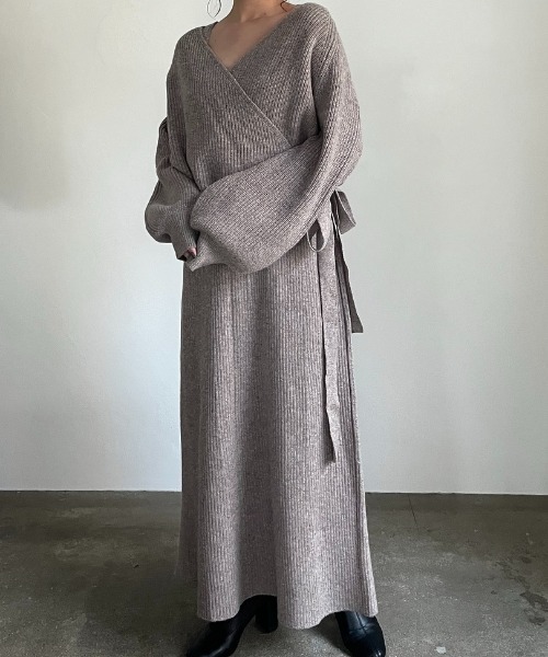CASA FLINE」 ニットワンピース FREE ライトグレー レディース  