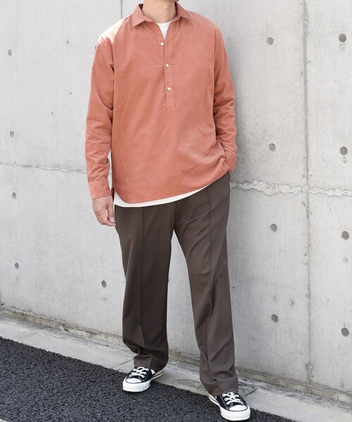 SHIPS any シャツ any: カラー コットン コーデュロイ スキッパー プル