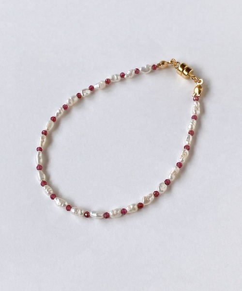 CERCA ブレスレット RIYU/淡水ケシパールと天然石のワンタッチ