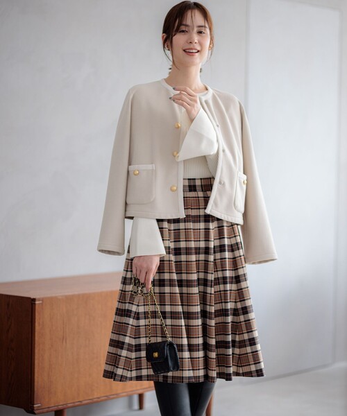 組曲（KUMIKYOKU） スカート ウールライクストレッチ フレアスカート