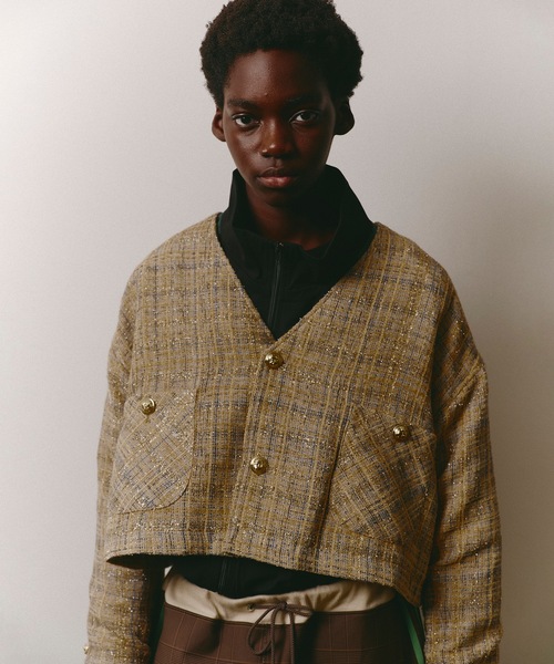 discoverd ジャケット DISCOVERED ジャケット ノーカラージャケット TWEED NOCOLLAR