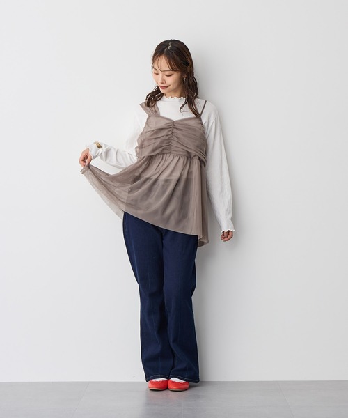 anyfee キャミソール 「anyfee」チュールアシンメトリーデザイン