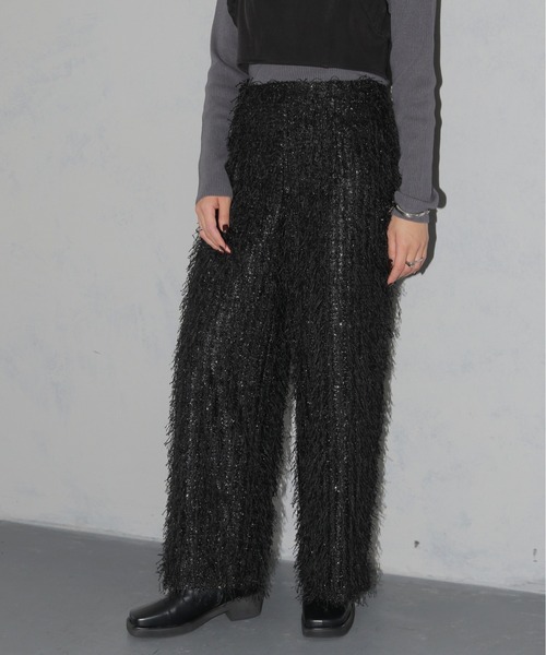cheriella スラックス パンツ 「cheriella」ラメフリンジワイドパンツ