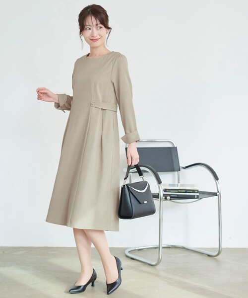 ラインワンピースドレス ガール GIRL オーガンジースリーブXラインキーネックロング フレア