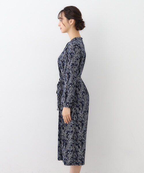 ★極美品　ローラアシュレイ　ロングフレアワンピース　ドット❤︎ベルト　L 美品♡美シルエット】ローラアシュレイ ドット&フラワーフレア