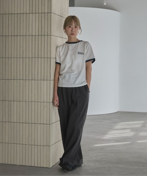 feepur tシャツ エンブロイダリー配色リンガーTee レディース