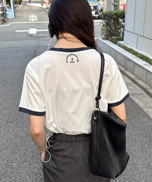 feepur tシャツ エンブロイダリー配色リンガーTee レディース