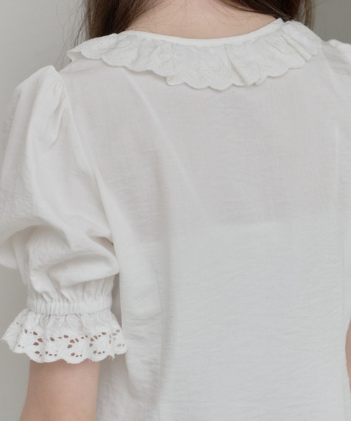 【正規品】embroidery frill blouse GIUNON ブラウス シャツ embroidery frill puff blouse / エンブロイ