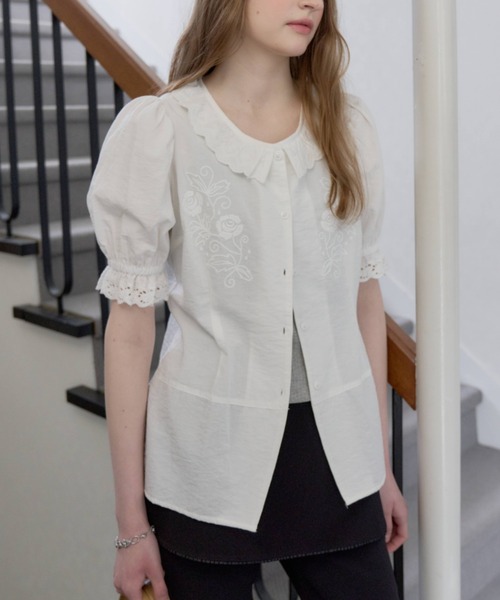 GIUNON ブラウス シャツ embroidery frill puff blouse / エンブロイ GIUNON ブラウス シャツ embroidery frill puff blouse / エンブロイ