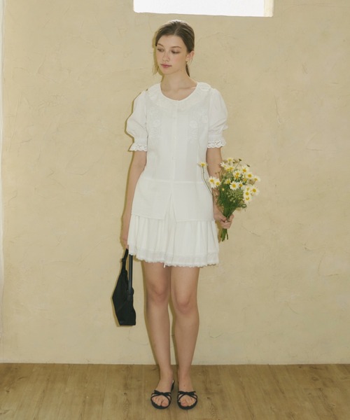 GIUNON stretch frill blouse
