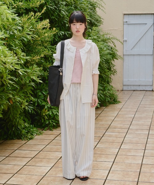 GIUNON ブラウス シャツ embroidery frill puff blouse / エン