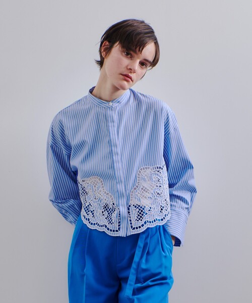 allureville ブラウス シャツ エンブロイダリーポイントシャツ