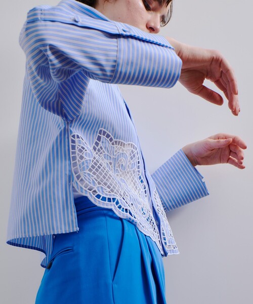 allureville ブラウス シャツ エンブロイダリーポイントシャツ