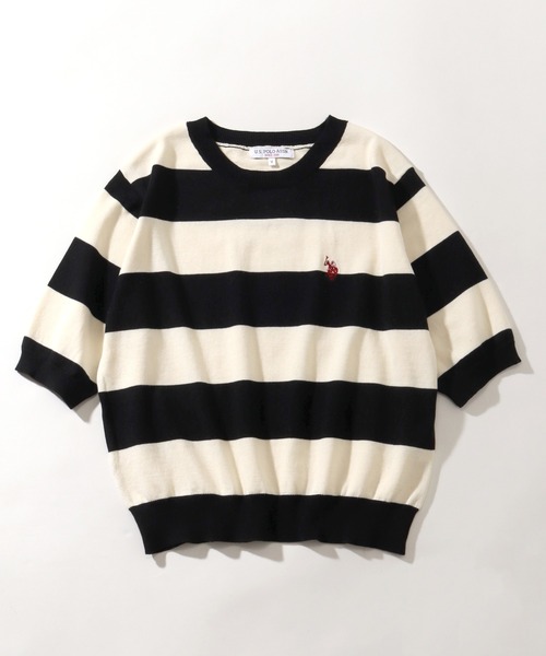 ニット セーター POLO襟ショートボーダーニット レディース POLO襟ショートボーダーニット（ニット/セーター）｜LYEON