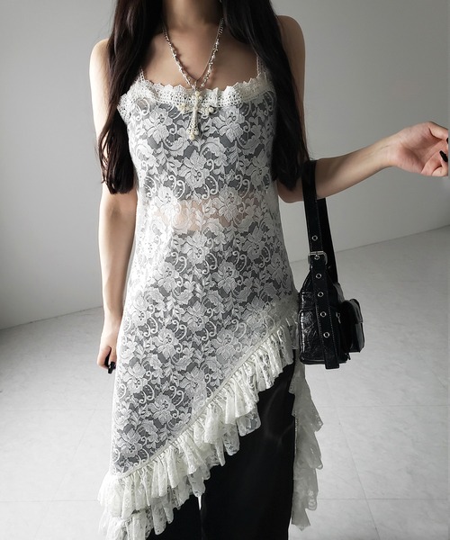 me+em select ワンピース 「 2color 」アシンメトリーフリル