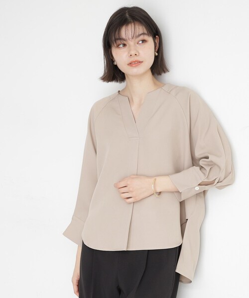 THE SHOP TK ブラウス シャツ ブラウス見えカットソー「洗える