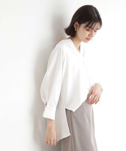 THE SHOP TK ブラウス シャツ ブラウス見えカットソー「洗える