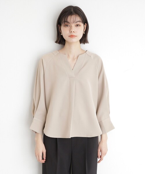 THE SHOP TK ブラウス シャツ ブラウス見えカットソー「洗える